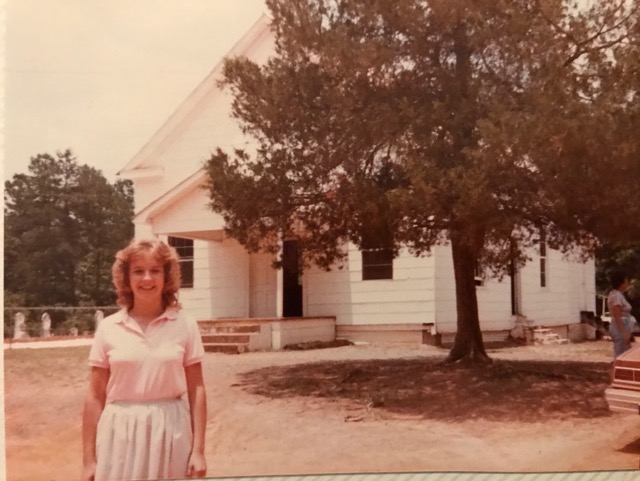 Nancy Coit Williams, in front of Center Ridge Church